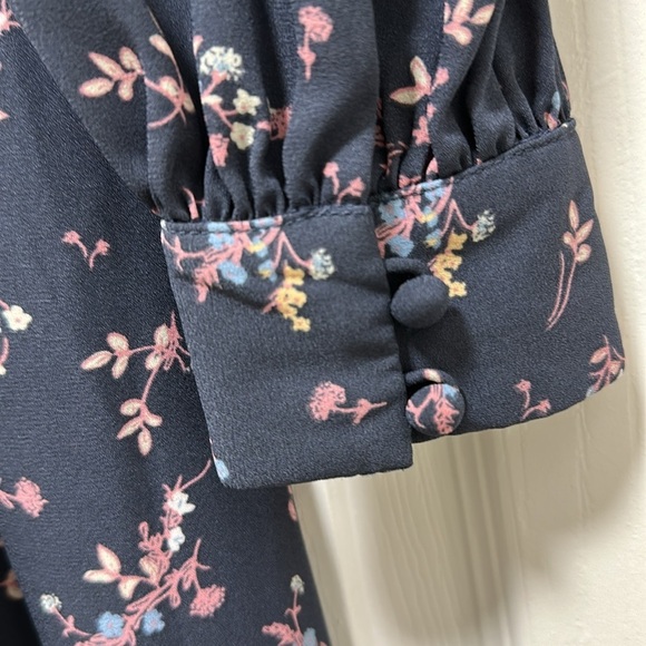 Gal Meets Glam Kelsey Long Sleeve Floral Blue Midi Dress Size 6 - Picture 8 of 10
